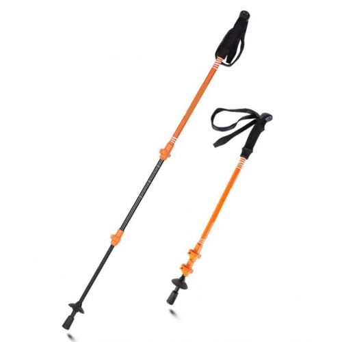  NLDSZ-Y Hiking Poles Ultralight Hiking (Aluminum Alloy, 3-Section Retractable, EVA Sweat-Free Handle, Tungsten Alloy Tip, Lock, Outdoor Activities) Orange