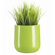 Ainslie Planter - 9.5L x 9.5W x 10.5H - Glossy Green - Fiberglass Plant Container - Modern, Round - Indoor/Outdoor - Drainage Holes - Best Planter - NMN Designs