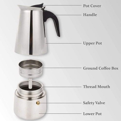  N/N Stainless Steel Stovetop Espresso Maker,Moka Pot, Percolator Italian Coffee Maker,Classic Cafe Maker, suitable for induction cookers,stovetop (9 Cups/450ml)