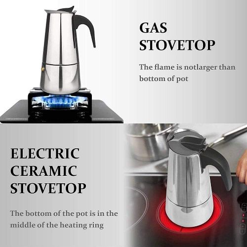  N/N Stainless Steel Stovetop Espresso Maker,Moka Pot, Percolator Italian Coffee Maker,Classic Cafe Maker, suitable for induction cookers,stovetop (9 Cups/450ml)