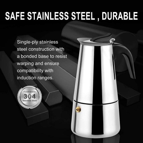  N/N Stainless Steel Stovetop Espresso Maker,Moka Pot, Percolator Italian Coffee Maker,Classic Cafe Maker, suitable for induction cookers,stovetop (9 Cups/450ml)