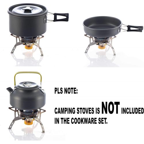  N/N Camping Cookware, Nonstick, Lightweight Pots, Pans with Mesh Set Bag for Backpacking, Hiking, Picnic