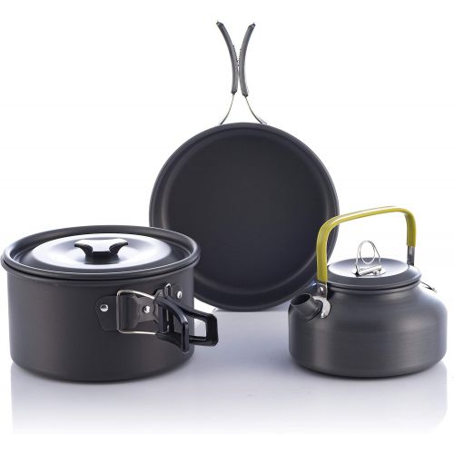  N/N Camping Cookware, Nonstick, Lightweight Pots, Pans with Mesh Set Bag for Backpacking, Hiking, Picnic