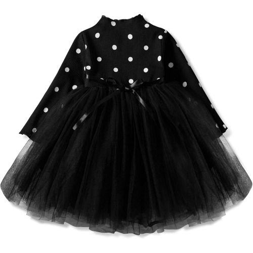  [아마존 핫딜] NNJXD Toddler Girl Polka Dotted Multilayer Ruffled Long Sleeve Tutu Party Dresses