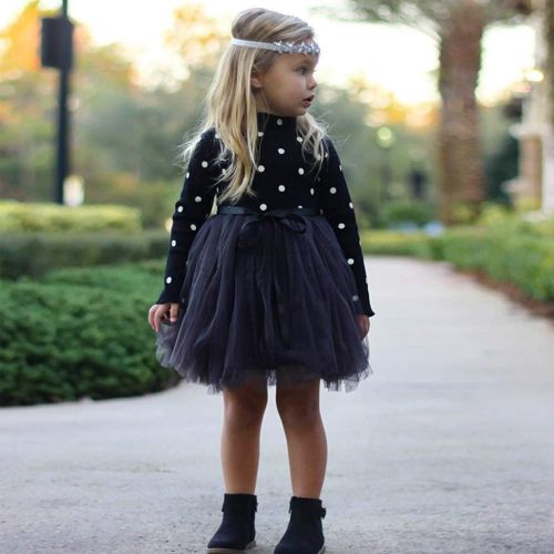  [아마존 핫딜] NNJXD Toddler Girl Polka Dotted Multilayer Ruffled Long Sleeve Tutu Party Dresses