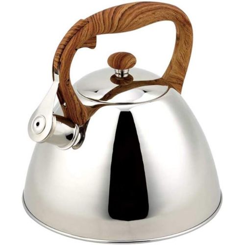  NNR Kettle Stainless Steel Kettle Whistle Silver Kettle With Wood Grain Handle Loudly Large capacity Teapot For Stove (3 L,101.1OZ) Warm gift