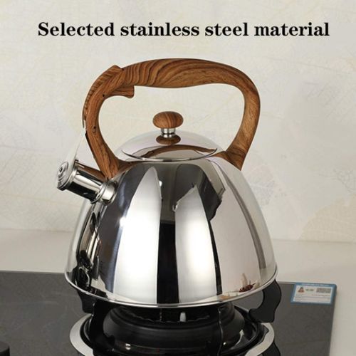  NNR Kettle Stainless Steel Kettle Whistle Silver Kettle With Wood Grain Handle Loudly Large capacity Teapot For Stove (3 L,101.1OZ) Warm gift