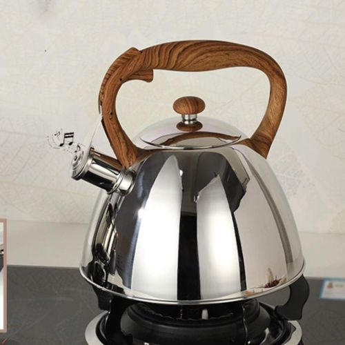  NNR Kettle Stainless Steel Kettle Whistle Silver Kettle With Wood Grain Handle Loudly Large capacity Teapot For Stove (3 L,101.1OZ) Warm gift