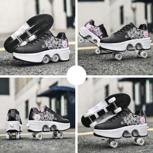  NNZZY Deformation Roller Shoes Retractable Skating Shoes That Turn into Rollerskates Outdoor Parkour Shoes with Wheels for Girls Boys Skates Rollerskate Wheel Shoes