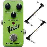 NOBELS Nobels ODR-Mini Lightweight and Compact True bypass Overdrive Guitar Effects Pedal with SPECTRUM Control andGlow in the Dark Buttons Overdrive Pedal BUNDLE with 2 Senor Patch Cable