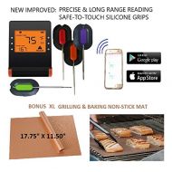 NOBILIS PRO WIRELESS MEAT THERMOMETER + FREE XL NON-STICK COPPER MAT for BBQ, Grill, Bake & Smoke. Bluetooth/Phone digital LCD display Silicone FDA Probes, IMPROVED MODEL for Cooking, Grilling