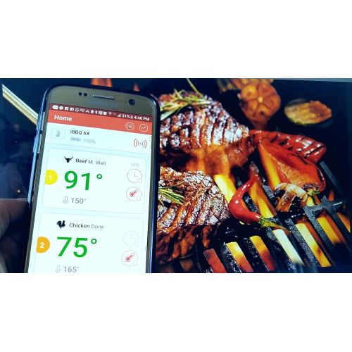  NOBILIS PRO WIRELESS MEAT THERMOMETER + FREE XL NON-STICK COPPER MAT for BBQ, Grill, Bake & Smoke. BluetoothPhone digital LCD display Silicone FDA Probes, IMPROVED MODEL for Cooking, Grilling
