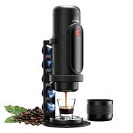 NOBLJX Portable Espresso Machine with Placement Rack, Travel Mini Capsule Coffee Maker Constant Water Pressure One Key Open Fast Heating, for Camping Office