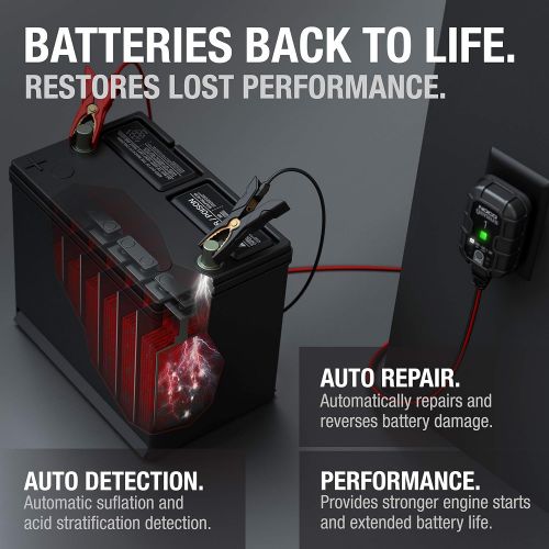  NOCO GENIUS1, 1-Amp Fully-Automatic Smart Charger, 6V And 12V Battery Charger, Battery Maintainer, And Battery Desulfator With Temperature Compensation