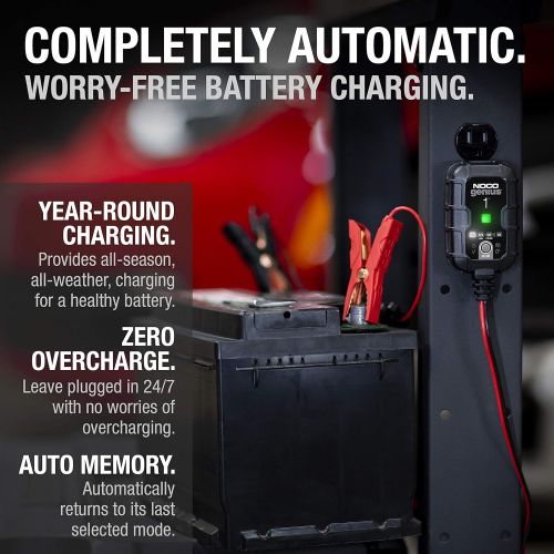  NOCO GENIUS1, 1-Amp Fully-Automatic Smart Charger, 6V And 12V Battery Charger, Battery Maintainer, And Battery Desulfator With Temperature Compensation