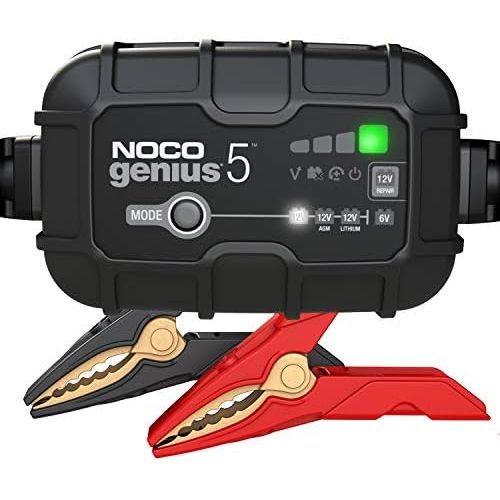  NOCO GENIUS5, 5-Amp Fully-Automatic Smart Charger, 6V And 12V Battery Charger, Battery Maintainer, And Battery Desulfator With Temperature Compensation