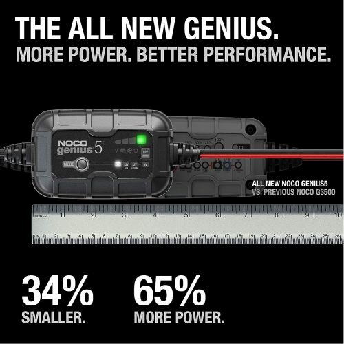  NOCO GENIUS5, 5-Amp Fully-Automatic Smart Charger, 6V And 12V Battery Charger, Battery Maintainer, And Battery Desulfator With Temperature Compensation