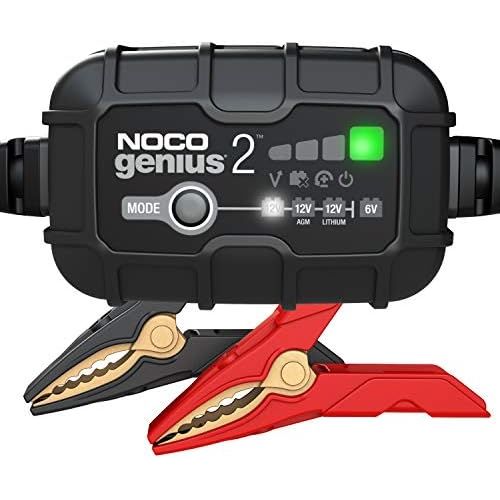  NOCO GENIUS2, 2-Amp Fully-Automatic Smart Charger, 6V And 12V Battery Charger, Battery Maintainer, And Battery Desulfator With Temperature Compensation