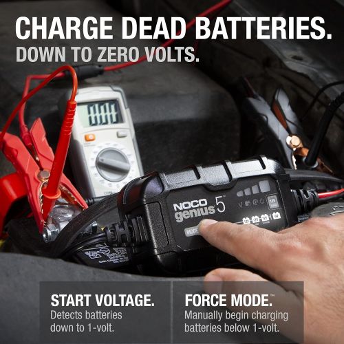  [아마존베스트]NOCO GENIUS5, 5-Amp Fully-Automatic Smart Charger, 6V And 12V Battery Charger, Battery Maintainer, And Battery Desulfator With Temperature Compensation