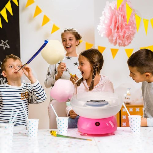  NODEMASH Cotton Candy Machine - 500W Portable with Large Splash-Proof Plate - Efficient Electric Heating Cotton Candy Maker with 20 Marshmallow Sticks & Sugar Scoop for Home Kids B