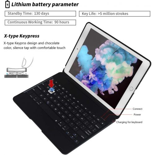  [아마존베스트]NOKBABO iPad Keyboard Case for iPad Pro 9.7 Inch, New 2018 iPad, 2017 iPad, iPad Air 1 and 2 Bluetooth Keyboard with 130° Smart Folio Hard Back Cover, Ultra Slim, Auto Wake and Sleep - Bla