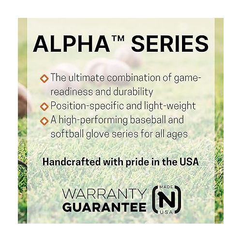  NOKONA S-100I Handcrafted Alpha Baseball and Softball Glove - I-Web for Infield and Outfield Positions, Youth Age 10 and Under 10.5 Inch Mitt, Made in The USA