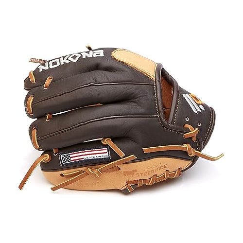  NOKONA S-100I Handcrafted Alpha Baseball and Softball Glove - I-Web for Infield and Outfield Positions, Youth Age 10 and Under 10.5 Inch Mitt, Made in The USA