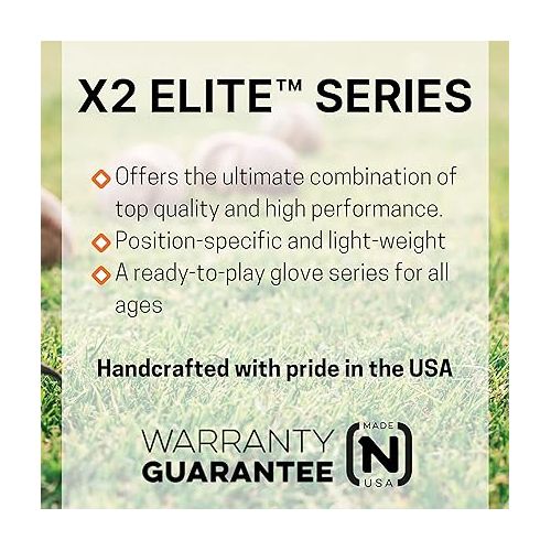  Nokona X2-V1250C Handcrafted X2 Elite Baseball and Softball Glove - Closed Web for Infield and Outfield Positions, Adult 12.5 Inch Mitt, Made in The USA