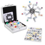 [아마존베스트]NOLIE Mexican Train Dominoes Game, Double 12 Dominoes Set, Dot Dominoes with Aluminum Case