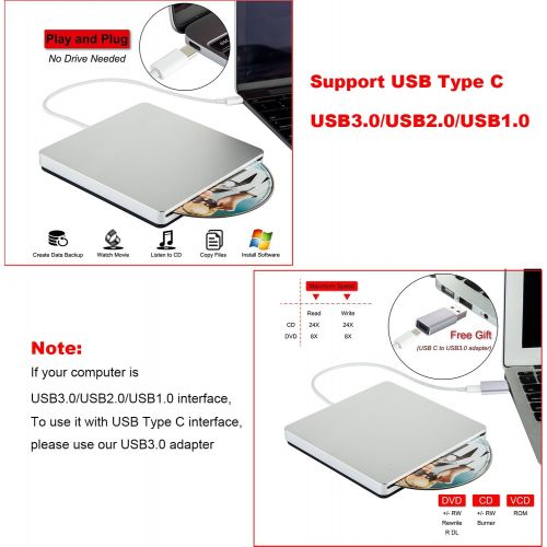  [아마존 핫딜] NOLYTH External DVD Drive USB C Slot-in External CD Drive Player Burner for Laptop/Macbook Air/Pro/Mac/Windows made with Alumium Alloy supported DVD±RW/CD±RW