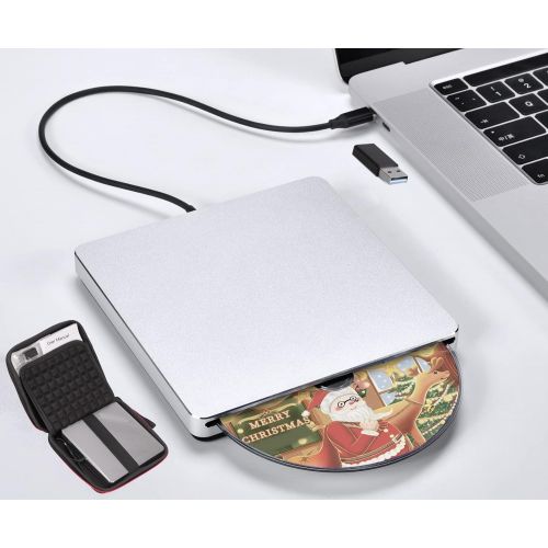  NOLYTH External DVD Drive USB 3.0 Portable DVD Burner CD/DVD+/-RW Drive Player Writer Reader USB-C SuperDrive for Laptop Mac Apple MacBook Windows PC Computer