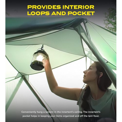  NOMAD Jade 3 Lightweight Three Person Tent with Inner Pockets and Lamp-Hanging Hook for Hikers, Campers, Backpackers, and Travelers (Dill Green)