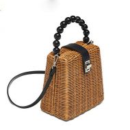 NOMIMAS Bead Woven Straw Bag Women Samll Tote Summer Bali Wicker Rattan Handle Bag Ladies Beach Shoulder Bag