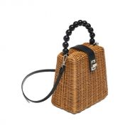 NOMIMAS Beach Box Rattan Bag Women Beaded Pearls Handle Straw Bag Small Boho Summer Vintage Handmade Natural Handbags