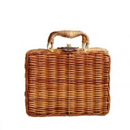 NOMIMAS Bamboo Natural Straw Bag Totes Hand-made Vintage Rattan Handbag Weave Purse Beach Bag for Women