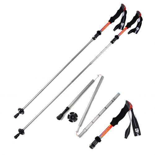  NOMSOCR Collapsible Folding Trekking Poles, Aluminium Telescopic Lightweight Hiking Poles Adjustable Ultralight Walking Sticks for Travel Climbing Backpacking