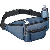 NOOLA Large Fanny Pack With Water Bottle Holder For Men Women Hiking Waist Packs Hip Bug Bag Adjustable Belt Bag For Outdoors Workout Dog Walking Traveling Cycling Blue