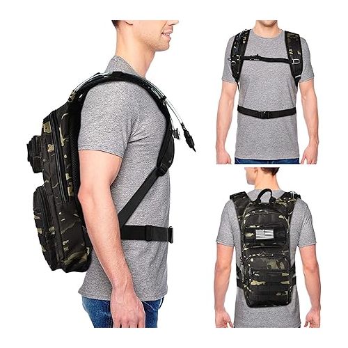  Hydration Backpack with 3L TPU Water Bladder, Tactical Molle Water Backpack for Men Women, Hydration Pack for Hiking, Biking, Running and Climbing