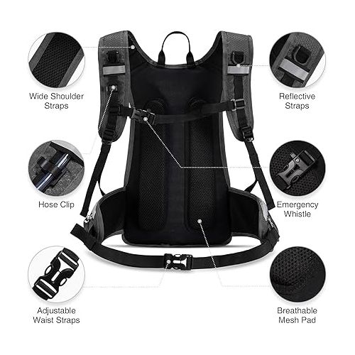  3L Hydration Backpack, Insulated Water Backpack, Hiking Backpack with Water Bladder, Lightweight Water Backpack for Hiking, Biking, Running, Climbing