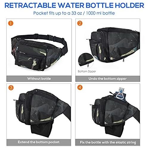  NOOLA Fanny Pack Large Waist Bag Pack for Men Women Hip Bum Bag With Water Bottle Holder Adjustable Strap Suitable For Outdoors Workout Traveling Hiking Cycling Dog Walking (Floral