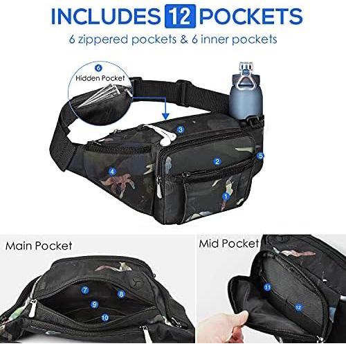  NOOLA Fanny Pack Large Waist Bag Pack for Men Women Hip Bum Bag With Water Bottle Holder Adjustable Strap Suitable For Outdoors Workout Traveling Hiking Cycling Dog Walking (Floral