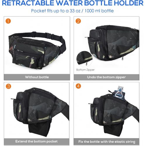  NOOLA Fanny Pack Large Waist Bag Pack for Men Women Hip Bum Bag With Water Bottle Holder Adjustable Strap Suitable For Outdoors Workout Traveling Hiking Cycling Dog Walking (Floral