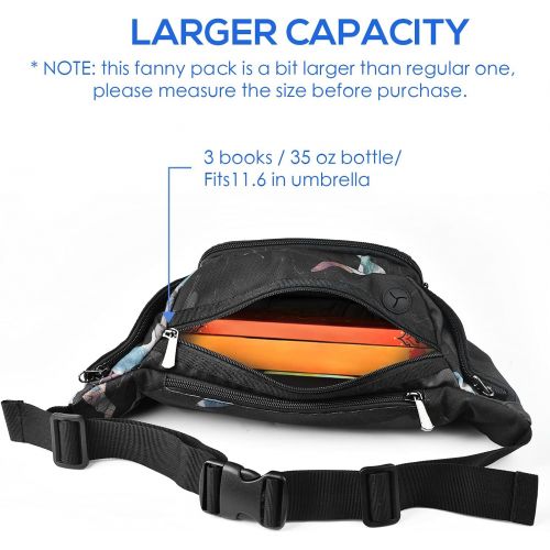  NOOLA Fanny Pack Large Waist Bag Pack for Men Women Hip Bum Bag With Water Bottle Holder Adjustable Strap Suitable For Outdoors Workout Traveling Hiking Cycling Dog Walking (Floral