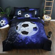 NOOS 3D Football Duvet Cover Set Boys ice and Blue Flames Pattern Sports Themed Bedding Set Duvet Cover Bed Sheet,3pcs 1 Duvet Cover 2 Pillowcase Twin Full Queen King Size