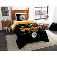 Northwest Enterprises Pittsburgh Steelers - 2 Piece Twin Size Printed Comforter Set - Entire Set Includes: 1 Twin Comforter (64”x86”) & 1 Pillow Sham - NFL Football Bedding Bedroom Accessories