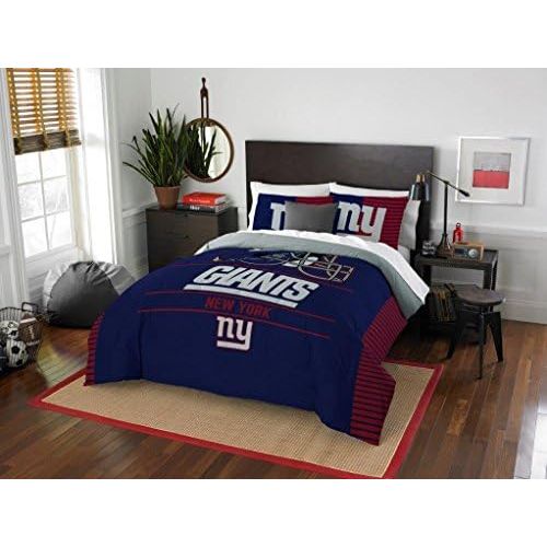 Northwest Enterprises New York Giants - 3 Piece FULL / QUEEN SIZE Printed Comforter & Shams - Entire Set Includes: 1 Full / Queen Comforter (86 x 86) & 2 Pillow Shams - NFL Football Bedding Bedroom Acce