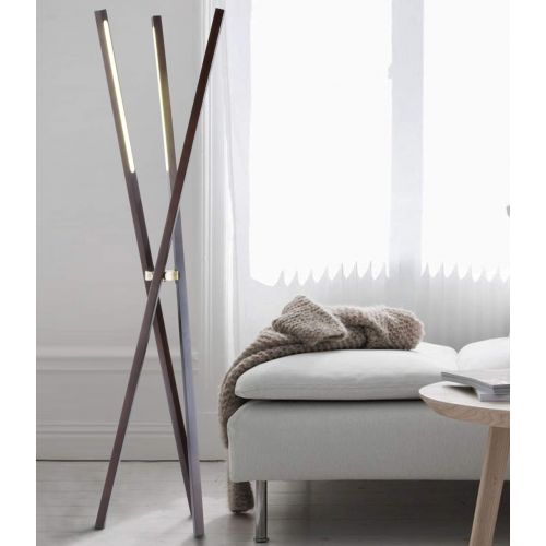  NOVA of California 2111178PC Jackknife Contemporary Wood Arched Floor Lamp, Brown Finish, LED Lighting with Dimmer for Modern Living Room and Bedroom