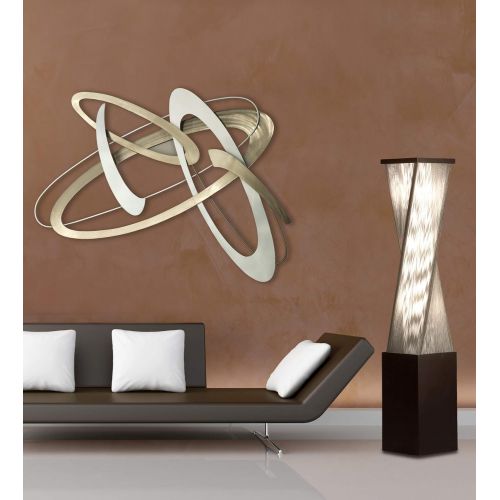  NOVA of California 11038 Torque Contemporary Accent Floor Lamp, Brown Wood And Silver Finish, Dimmer, Ambient Lighting for Living Room, Den, Family Room, Office, Bedroom