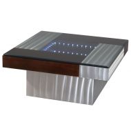 NOVA of California Nova Lighting Square Infinity Cocktail Table in Root Beer, Brushed Aluminum