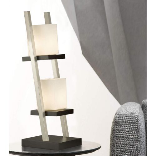  NOVA of California 11815 Escalier Contemporary Wood Floor Lamp, Dark Brown and Silver Finish, Ambient Light For Modern Living Rooms And Corner Lighting